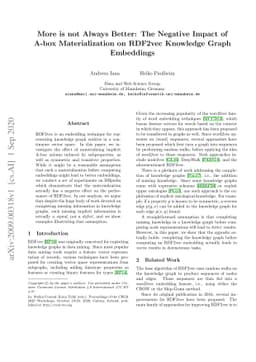 More is not Always Better: The Negative Impact of A-box Materialization
  on RDF2vec Knowledge Graph Embeddings