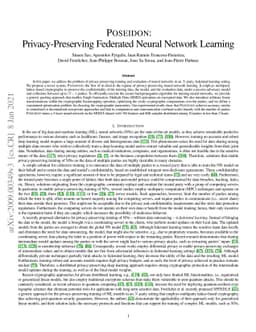 POSEIDON: Privacy-Preserving Federated Neural Network Learning