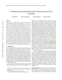 A Temporal Logic-Based Hierarchical Network Connectivity Controller
