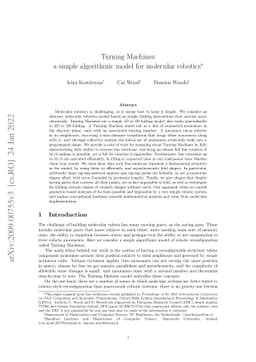 Turning Machines: a simple algorithmic model for molecular robotics