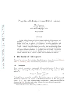 Properties of f-divergences and f-GAN training