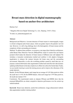 Breast mass detection in digital mammography based on anchor-free
  architecture