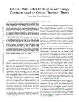 Efficient Multi-Robot Exploration with Energy Constraint based on
  Optimal Transport Theory