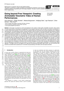 Going beyond Free Viewpoint: Creating Animatable Volumetric Video of
  Human Performances