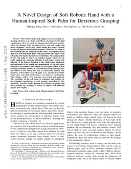 A Novel Design of Soft Robotic Hand with a Human-inspired Soft Palm for
  Dexterous Grasping