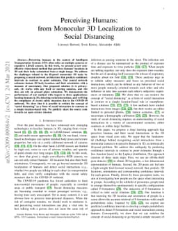 Perceiving Humans: from Monocular 3D Localization to Social Distancing