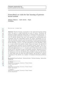 Generalized vec trick for fast learning of pairwise kernel models
