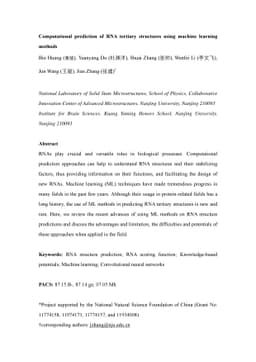 Computational prediction of RNA tertiary structures using machine
  learning methods