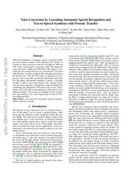 Voice Conversion by Cascading Automatic Speech Recognition and
  Text-to-Speech Synthesis with Prosody Transfer