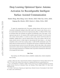 Deep Learning Optimized Sparse Antenna Activation for Reconfigurable
  Intelligent Surface Assisted Communication