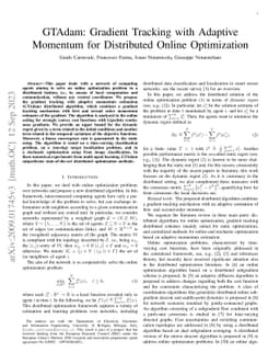 GTAdam: Gradient Tracking with Adaptive Momentum for Distributed Online
  Optimization
