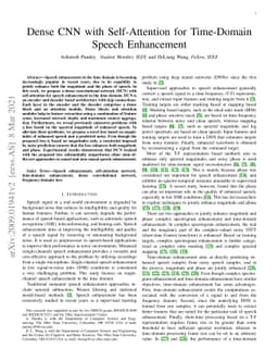 Dense CNN with Self-Attention for Time-Domain Speech Enhancement