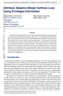 Attribute Adaptive Margin Softmax Loss using Privileged Information