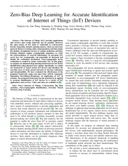 Zero-Bias Deep Learning for Accurate Identification of Internet of
  Things (IoT) Devices