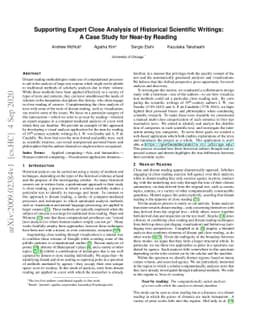 Supporting Expert Close Analysis of Historical Scientific Writings: A
  Case Study for Near-by Reading