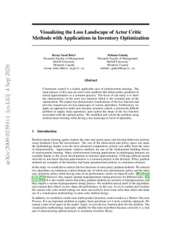 Visualizing the Loss Landscape of Actor Critic Methods with Applications
  in Inventory Optimization