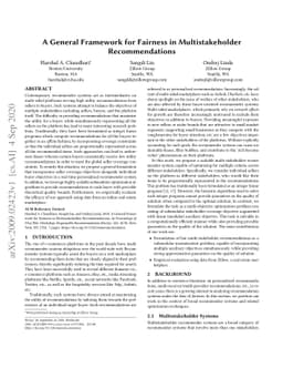 A General Framework for Fairness in Multistakeholder Recommendations