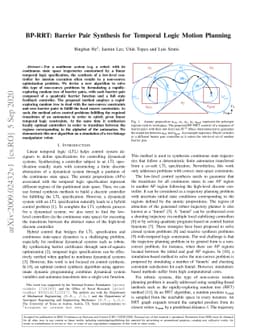 BP-RRT: Barrier Pair Synthesis for Temporal Logic Motion Planning