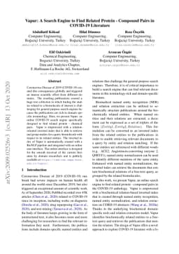 Vapur: A Search Engine to Find Related Protein-Compound Pairs in
  COVID-19 Literature