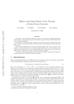 Higher-order Quasi-Monte Carlo Training of Deep Neural Networks