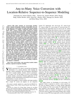 Any-to-Many Voice Conversion with Location-Relative Sequence-to-Sequence
  Modeling