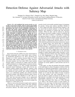 Detection Defense Against Adversarial Attacks with Saliency Map