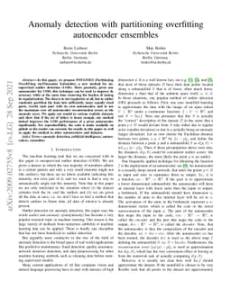 Anomaly Detection With Partitioning Overfitting Autoencoder Ensembles