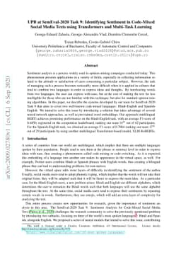 UPB at SemEval-2020 Task 9: Identifying Sentiment in Code-Mixed Social
  Media Texts using Transformers and Multi-Task Learning