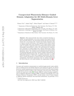 Unsupervised Wasserstein Distance Guided Domain Adaptation for 3D
  Multi-Domain Liver Segmentation