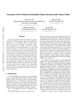 Stochastic-YOLO: Efficient Probabilistic Object Detection under Dataset
  Shifts