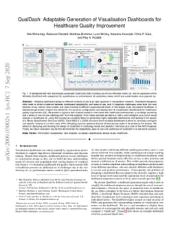 QualDash: Adaptable Generation of Visualisation Dashboards for
  Healthcare Quality Improvement