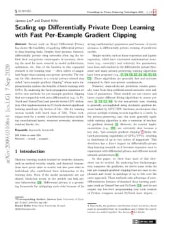 Scaling up Differentially Private Deep Learning with Fast Per-Example
  Gradient Clipping