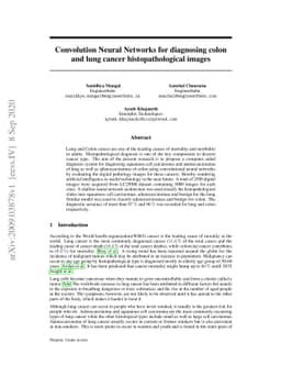 Convolution Neural Networks for diagnosing colon and lung cancer
  histopathological images