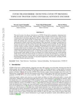 Covid-Transformer: Detecting COVID-19 Trending Topics on Twitter Using
  Universal Sentence Encoder