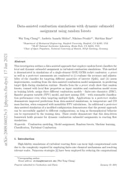 Data-assisted combustion simulations with dynamic submodel assignment
  using random forests