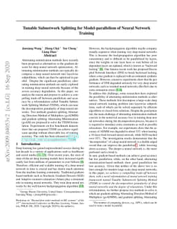 Tunable Subnetwork Splitting for Model-parallelism of Neural Network
  Training
