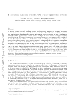 1-Dimensional polynomial neural networks for audio signal related
  problems