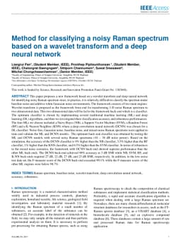 Method for classifying a noisy Raman spectrum based on a wavelet
  transform and a deep neural network