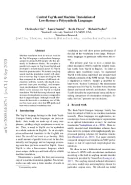 Central Yupík and Machine Translation of Low-Resource Polysynthetic
  Languages