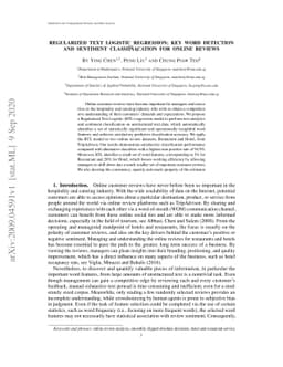 Regularised Text Logistic Regression: Key Word Detection and Sentiment
  Classification for Online Reviews