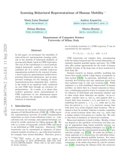 Learning Behavioral Representations of Human Mobility