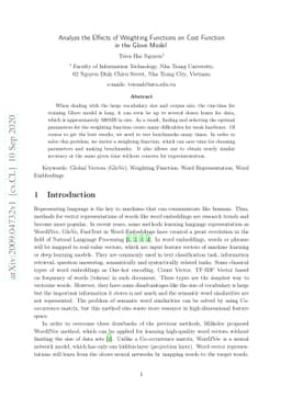 Analyze the Effects of Weighting Functions on Cost Function in the Glove
  Model