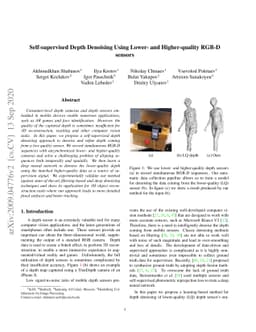 Self-supervised Depth Denoising Using Lower- and Higher-quality RGB-D
  sensors