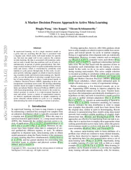 A Markov Decision Process Approach to Active Meta Learning