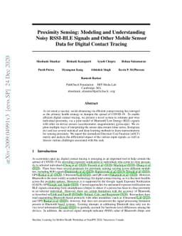 Proximity Sensing: Modeling and Understanding Noisy RSSI-BLE Signals and
  Other Mobile Sensor Data for Digital Contact Tracing