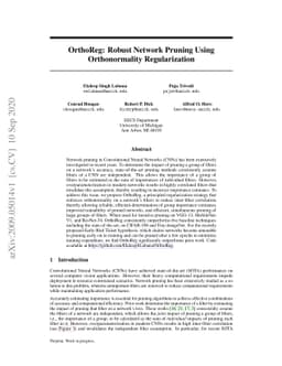 OrthoReg: Robust Network Pruning Using Orthonormality Regularization
