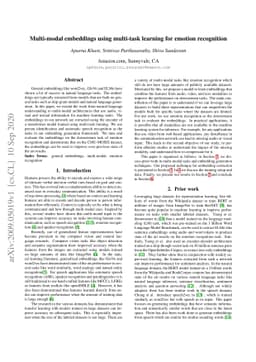 Multi-modal embeddings using multi-task learning for emotion recognition