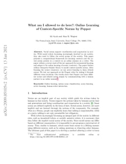 What am I allowed to do here?: Online Learning of Context-Specific Norms
  by Pepper