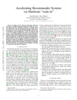 Accelerating Recommender Systems via Hardware "scale-in"