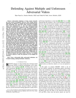 Defending Against Multiple and Unforeseen Adversarial Videos